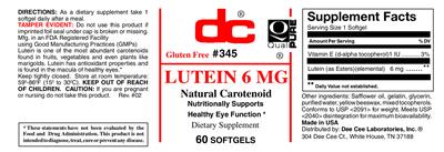 Photo of the DC Lutein 6 mg label