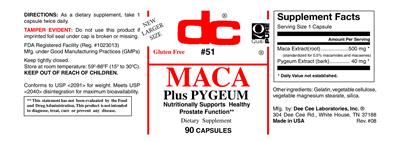 Photo of the DC Maca Plus Pygeum label