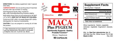 Photo of the DC Maca Plus Pygeum label