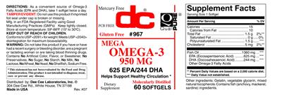 Photo of the DC Mega Omega-3 950 mg label