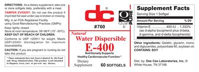 Photo of the DC Natural Water Dispersible E-400 label