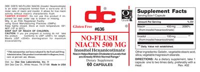 Photo of the DC No-Flush Niacin 500 mg label