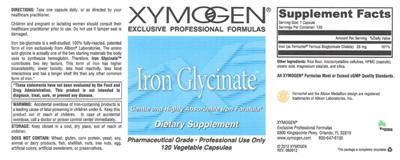 Photo of the XYMOGEN Iron Glycinate label