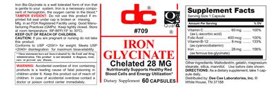 Photo of the DC Iron Glycinate label