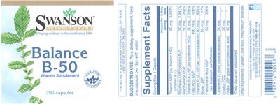Photo of the Swanson Premium Brand Balance B-50 label