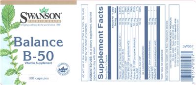 Photo of the Swanson Premium Brand Balance B-50 label
