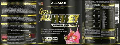 Photo of the ALLMAX GOLD ALLWHEY Strawberry label