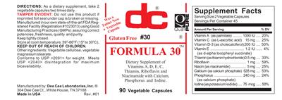 Photo of the DC Formula 30 label