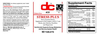 Photo of the DC Stress Plus label