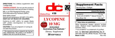 Photo of the DC Lycopene 10 mg label