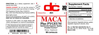 Photo of the DC Maca Plus Pygeum label