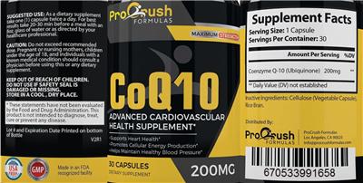 Photo of the ProCrush Formulas CoQ10 200 mg label
