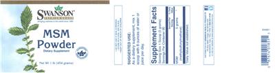 Photo of the Swanson Premium Brand MSM Powder label