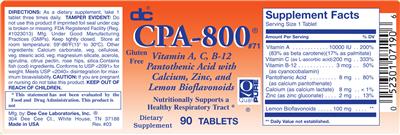 Photo of the DC CPA-800 label