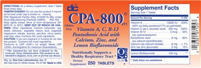 Photo of the DC CPA-800 label