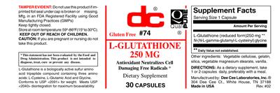 Photo of the DC L-Glutathione 250 mg label