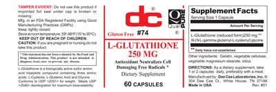 Photo of the DC L-Glutathione 250 mg label