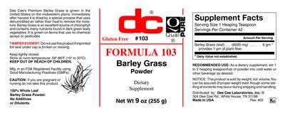 Photo of the DC Formula 103 label