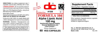 Photo of the DC Formula 104 label