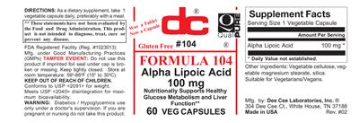 Photo of the DC Formula 104 label