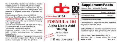 Photo of the DC Formula 104 label