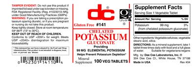 Photo of the DC Chelated Potassium Gluconate label