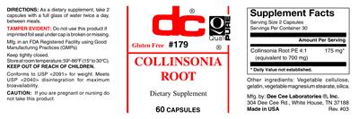 Photo of the DC Collinsonia Root label