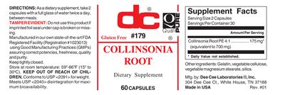 Photo of the DC Collinsonia Root label