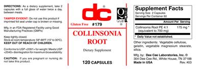 Photo of the DC Collinsonia Root label