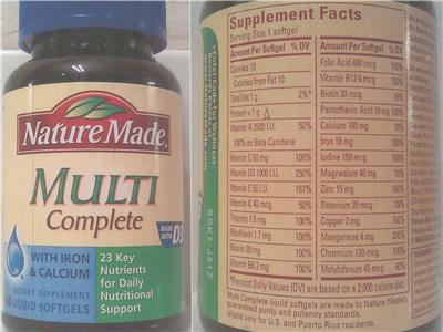 Multi Complete With Iron & Calcium のラベル画像（NIH DSLD）