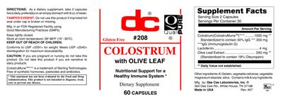 Photo of the DC Colostrum label