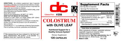 Photo of the DC Colostrum label