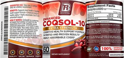 Photo of the BRI Nutrition Enhanced CoQsol-10 label
