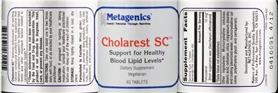 Photo of the Metagenics Cholarest SC label