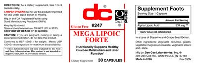 Photo of the DC Mega Lipoic Forte label