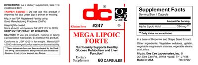 Photo of the DC Mega Lipoic Forte label