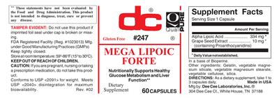 Photo of the DC Mega Lipoic Forte label
