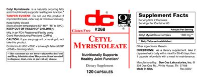 Photo of the DC Cetyl Myristoleate label