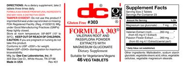Photo of the DC Formula 303 label