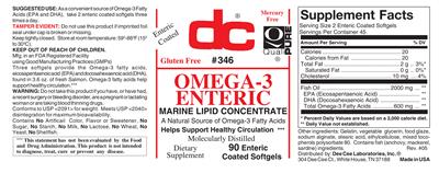 Photo of the DC Omega-3 Enteric label