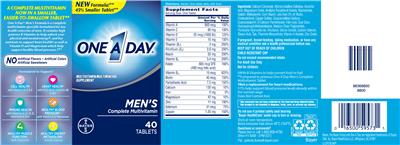 Photo of the Bayer One A Day Men's Complete Multivitamin label