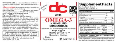 Photo of the DC Omega-3 label