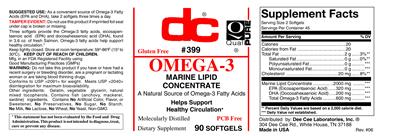 Photo of the DC Omega-3 label