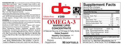 Photo of the DC Omega-3 label