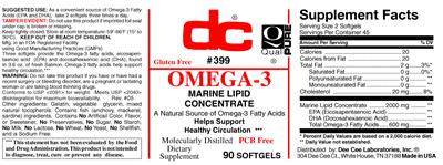 Photo of the DC Omega-3 label