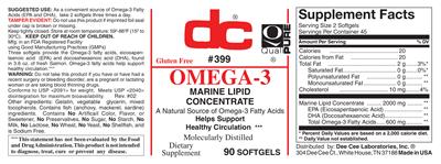 Photo of the DC Omega-3 label