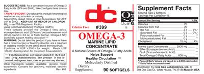 Photo of the DC Omega-3 label
