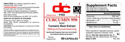 Photo of the DC Curcumin 950 label