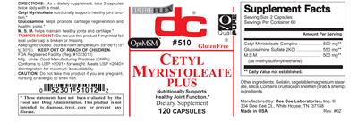 Photo of the DC Cetyl Myristoleate Plus label