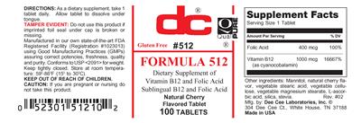 Photo of the DC Formula 512 Natural Cherry Flavored Tablet label